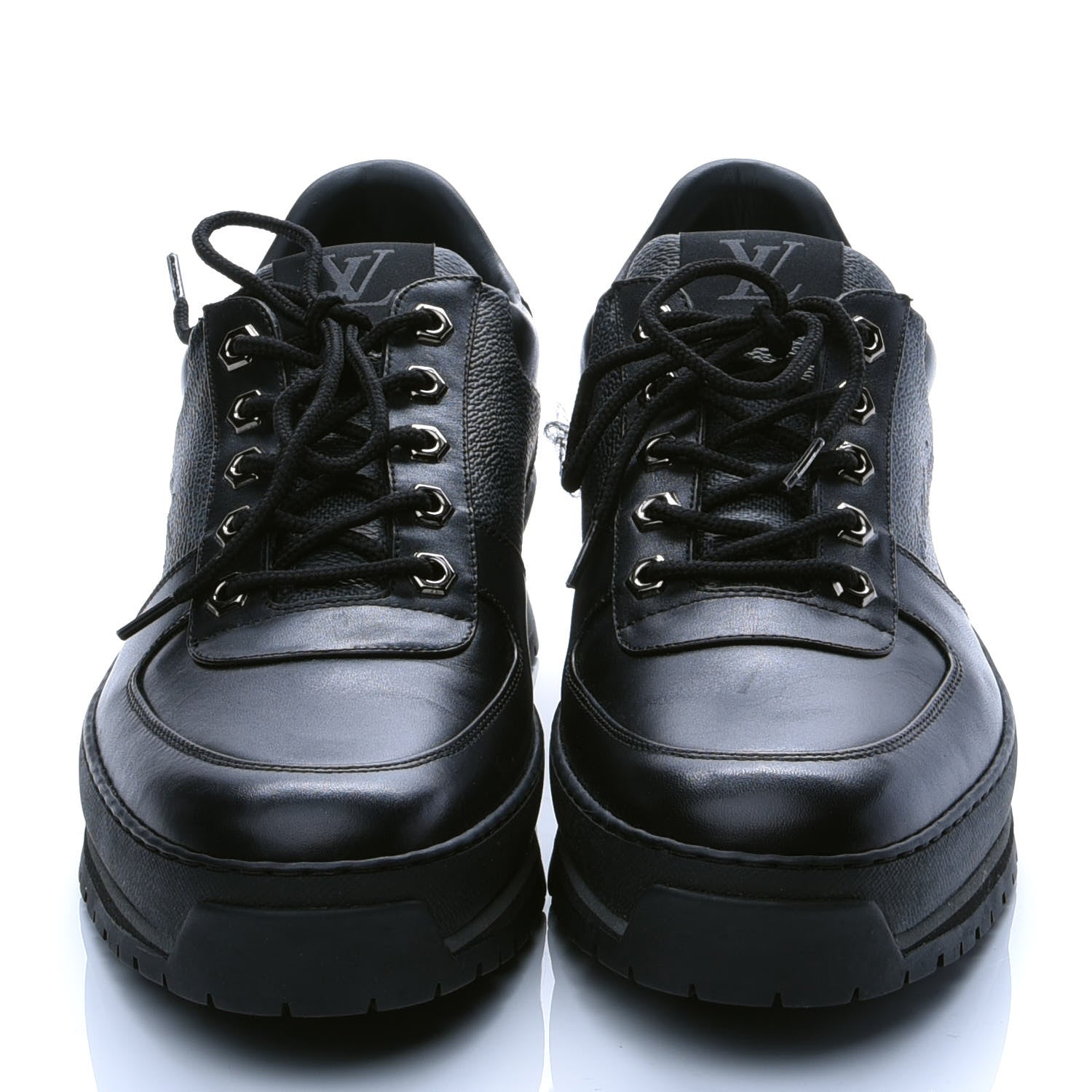 Louis Vuitton Calfskin Damier Graphite Mens Harlem Sneakers 10 Black 4 of 10