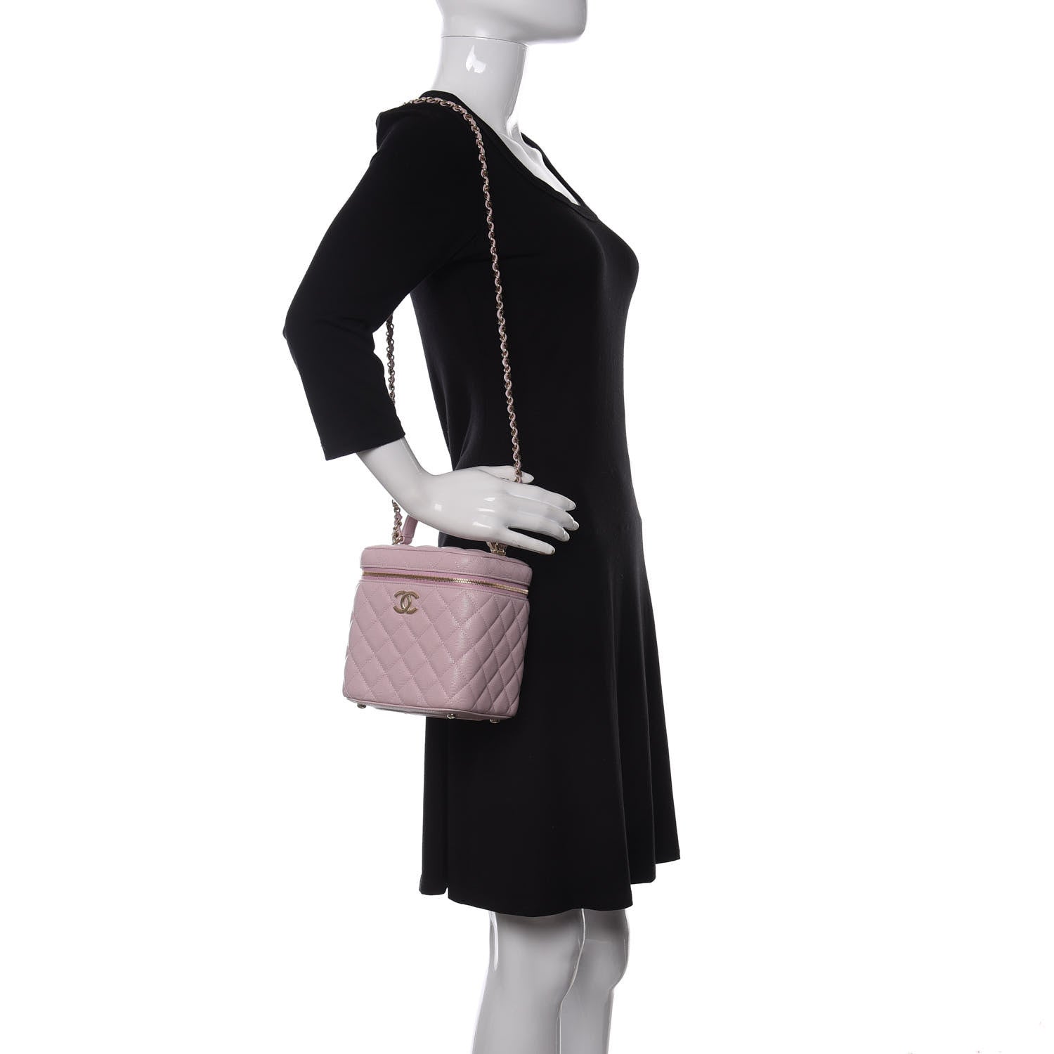 Chanel Caviar Quilted Small Top Handle Vanity Case With Chain Light Pink 2 of 11