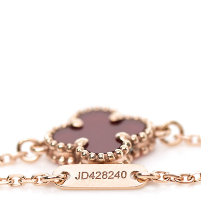 Van Cleef & Arpels 18K Rose Gold Carnelian Sweet Alhambra Bracelet 5 of 6
