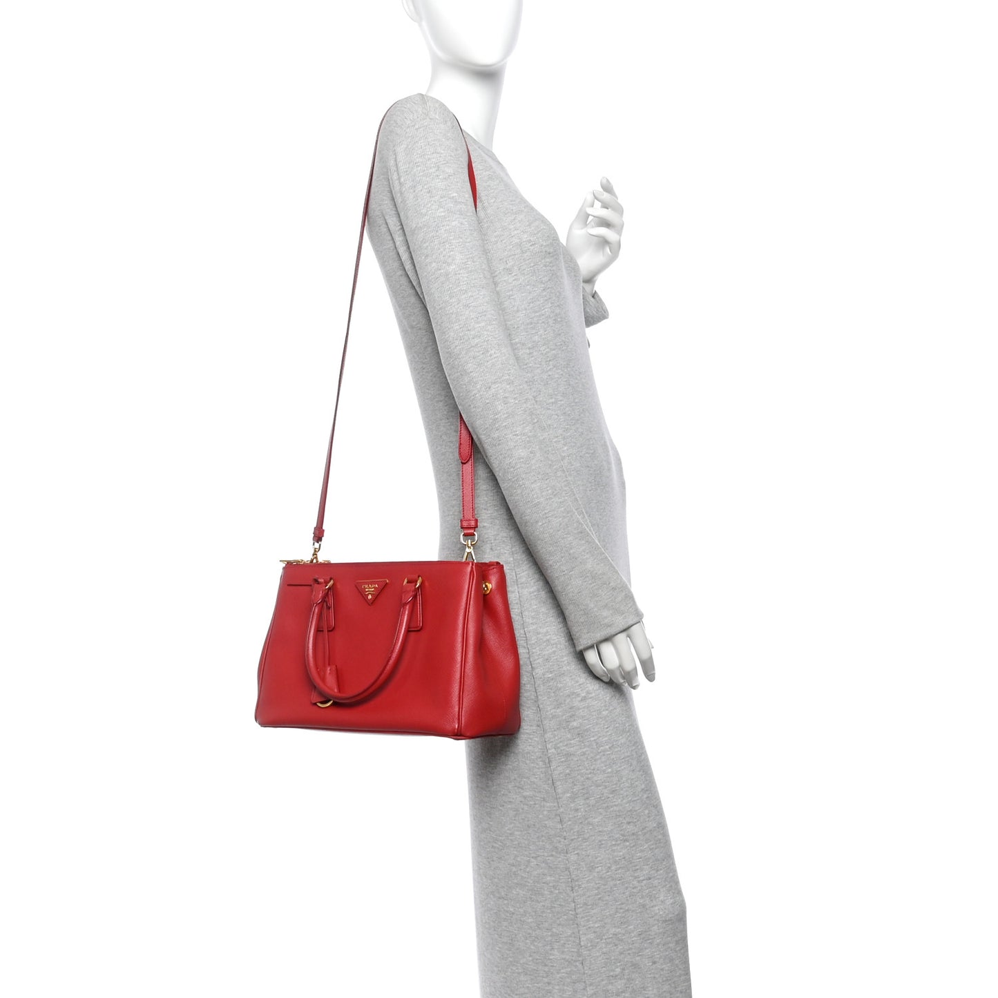 Saffiano Lux Small Galleria Double Zip Tote Fuoco