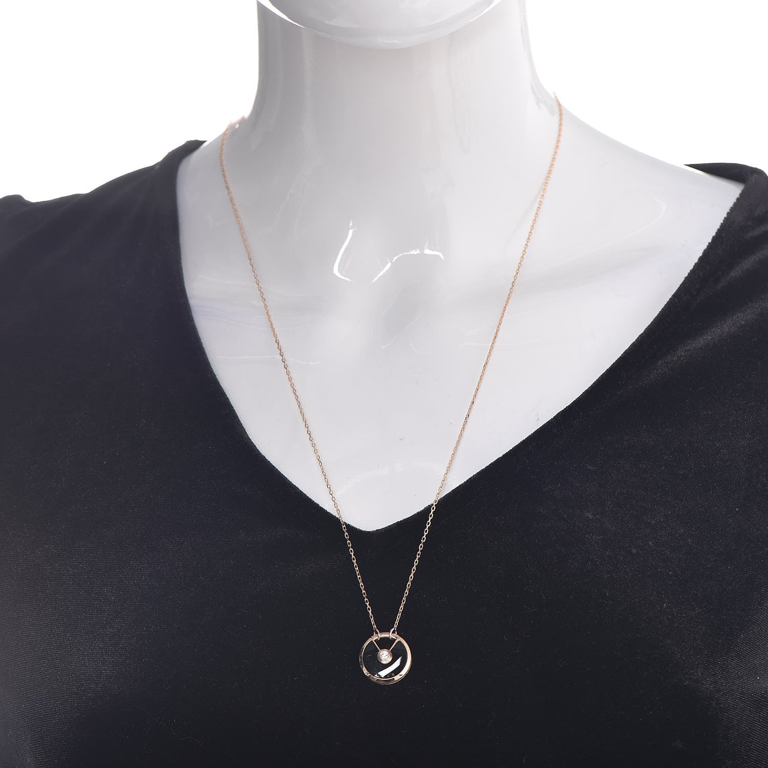 Cartier 18K Pink Gold Diamond Black Onyx SM Amulette de Cartier Pendant Necklace 2 of 7