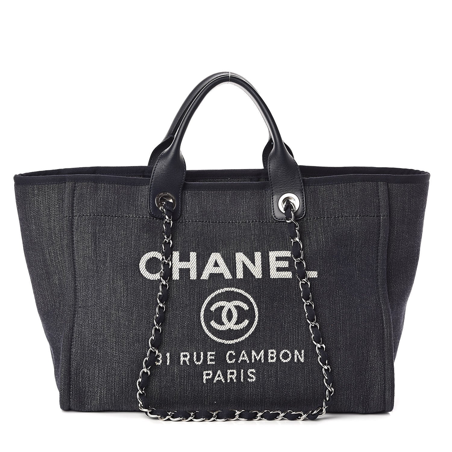 Chanel Denim Large Deauville Tote Dark Blue 1 of 10