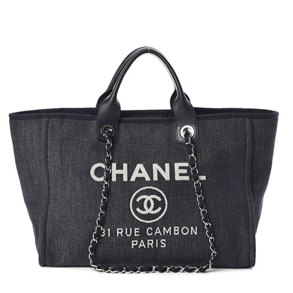 Chanel Denim Large Deauville Tote Dark Blue 1 of 10