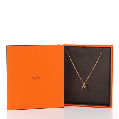 Hermes 18K Rose Gold Diamond Birkin Pendant Necklace 4 of 7