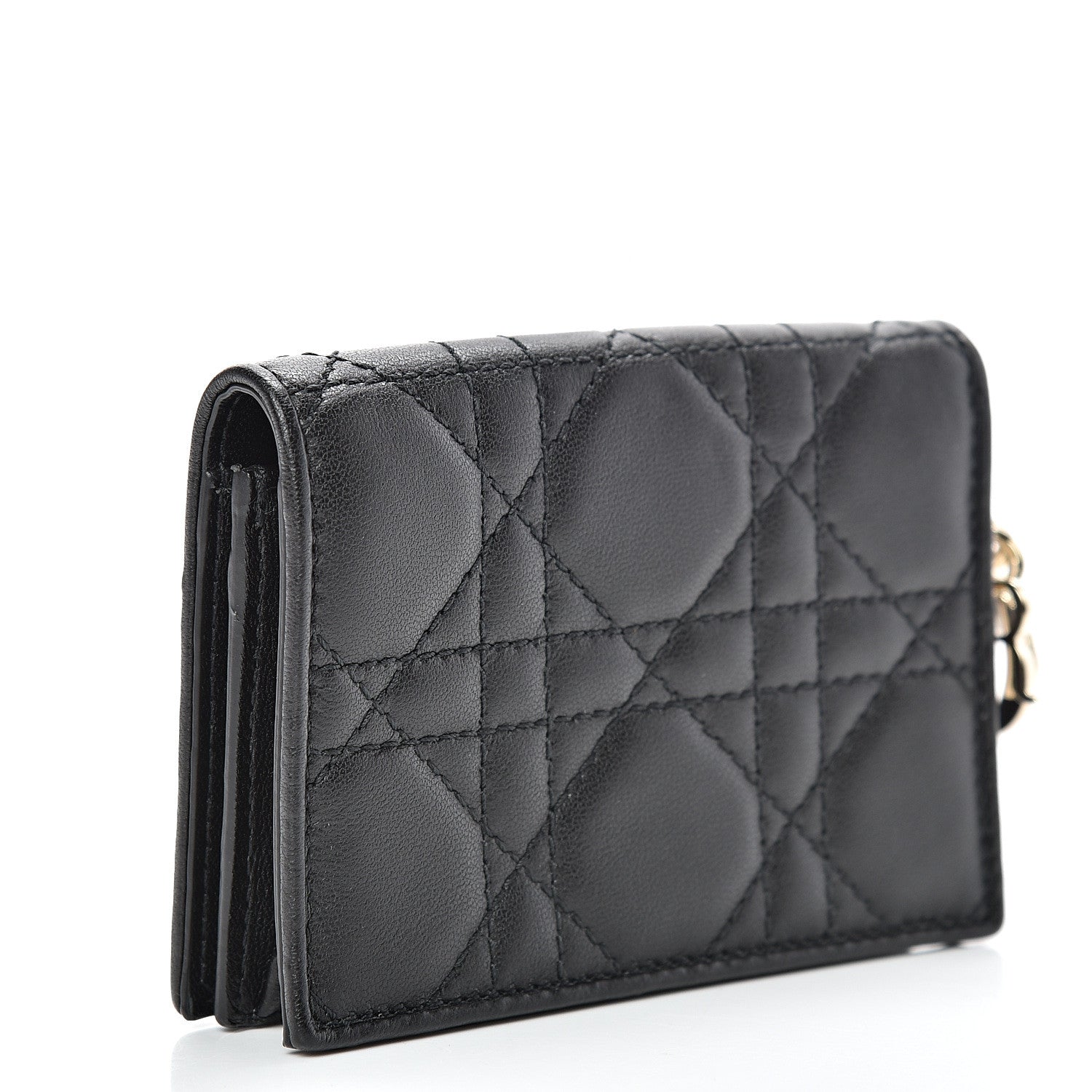 Christian Dior Lambskin Cannage Small Lady Dior Flap Card Holder Black 2 of 7