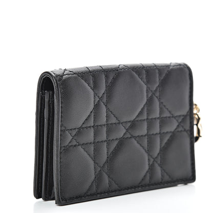 Christian Dior Lambskin Cannage Small Lady Dior Flap Card Holder Black 2 of 7