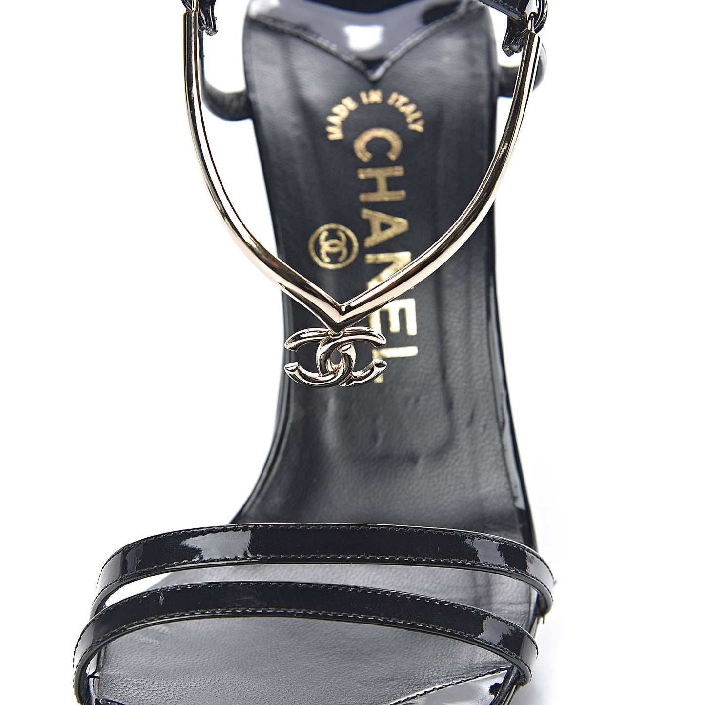 Patent CC Sandals 38 Black Gold