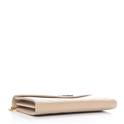 Saint Laurent Grain De Poudre Matelasse Chevron Monogram Chain Wallet Deep Beige 4 of 11