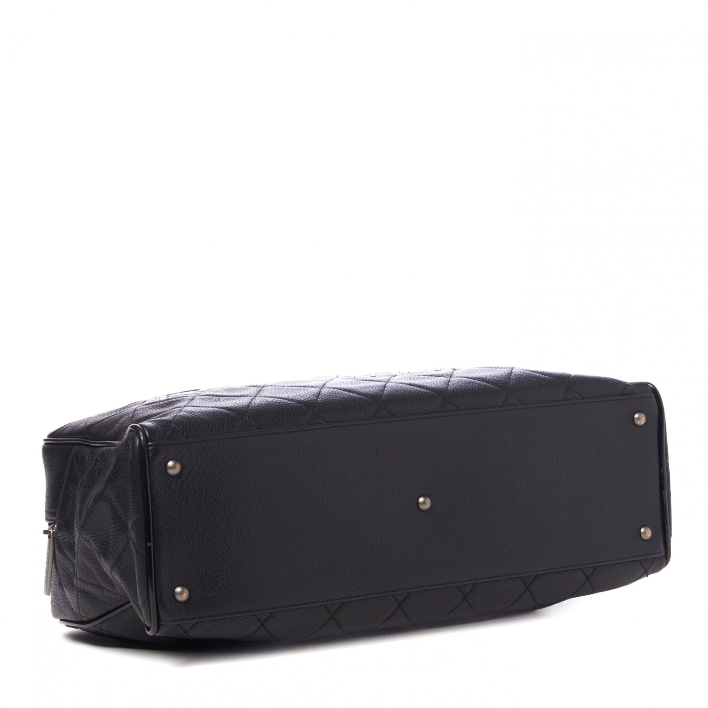 Calfskin Patent Quilted Large Bowler Black