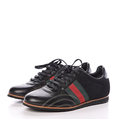 Gucci Calfskin Mesh Web Sneakers 35 Black 3 of 13