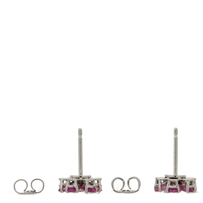 Harry Winston Platinum Pink Sapphire Diamond Forget Me Not Earrings 3 of 5