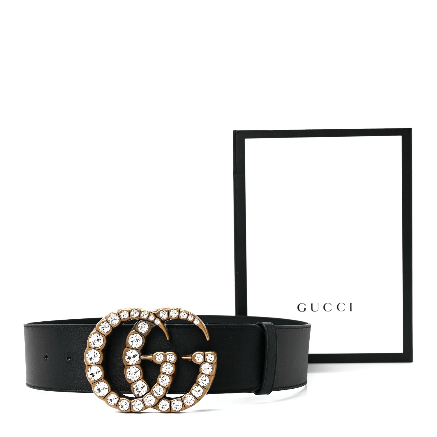 Gucci Calfskin Crystal Double G 55mm Belt 75 30 Black 5 of 5