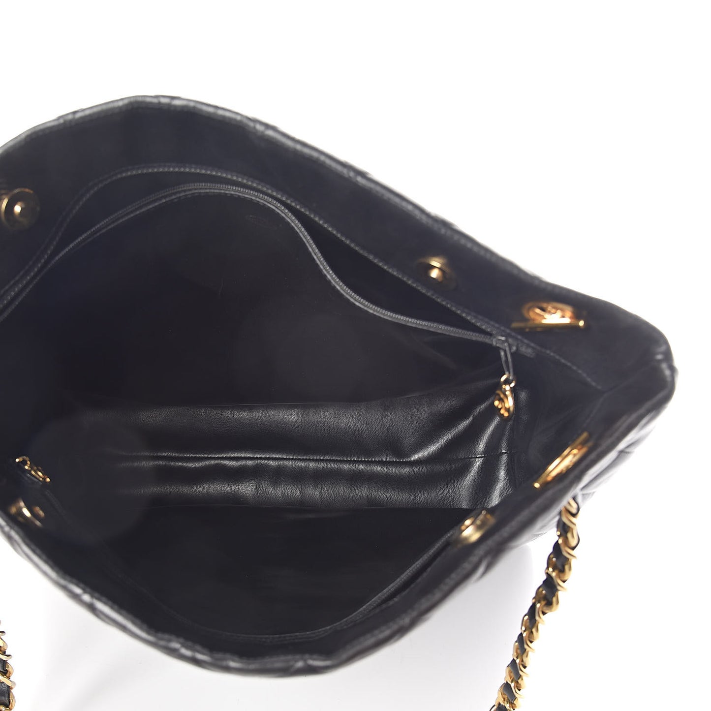 Calfskin Quilted Large Shoulder Bag Black