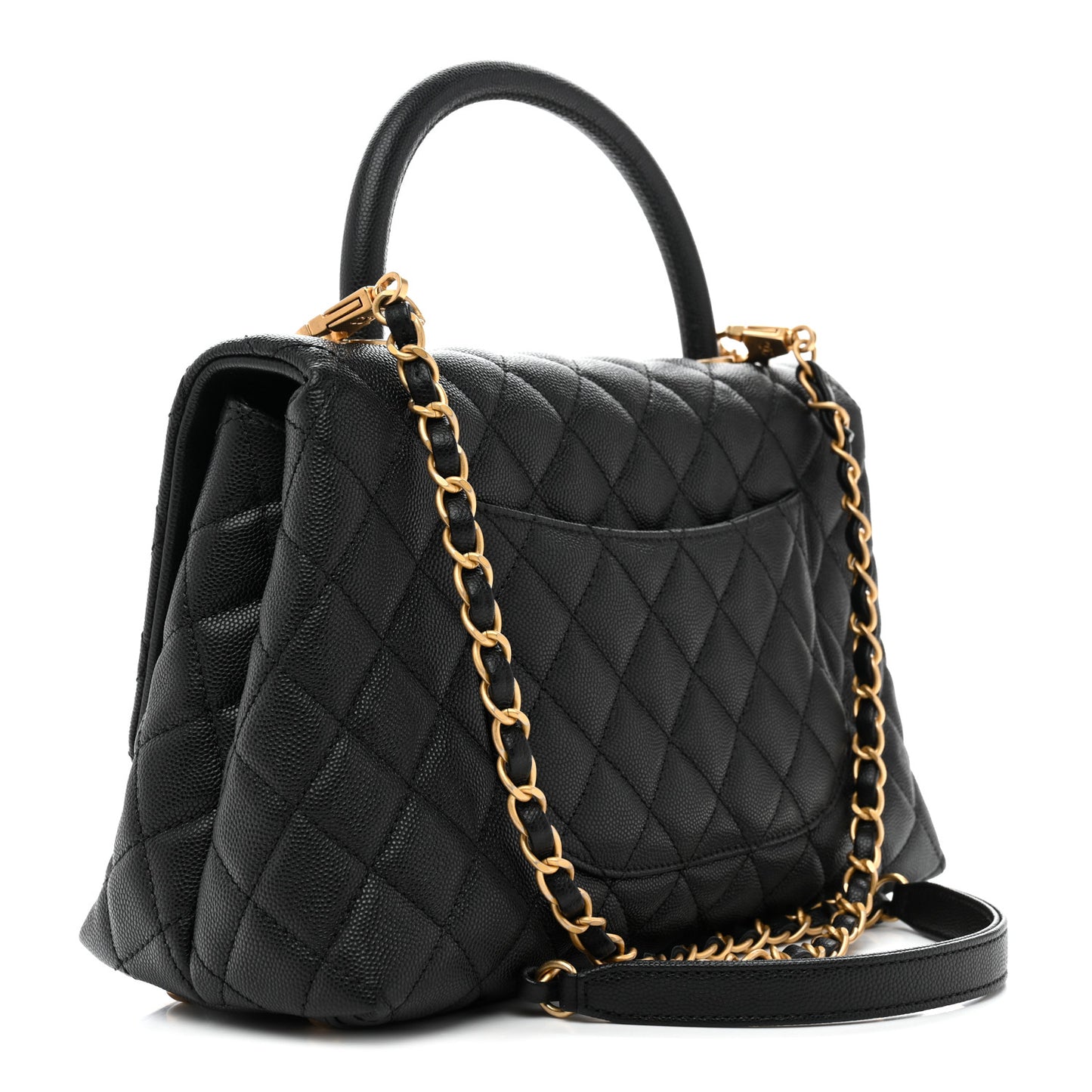 Caviar Quilted Small Coco Handle Flap Black