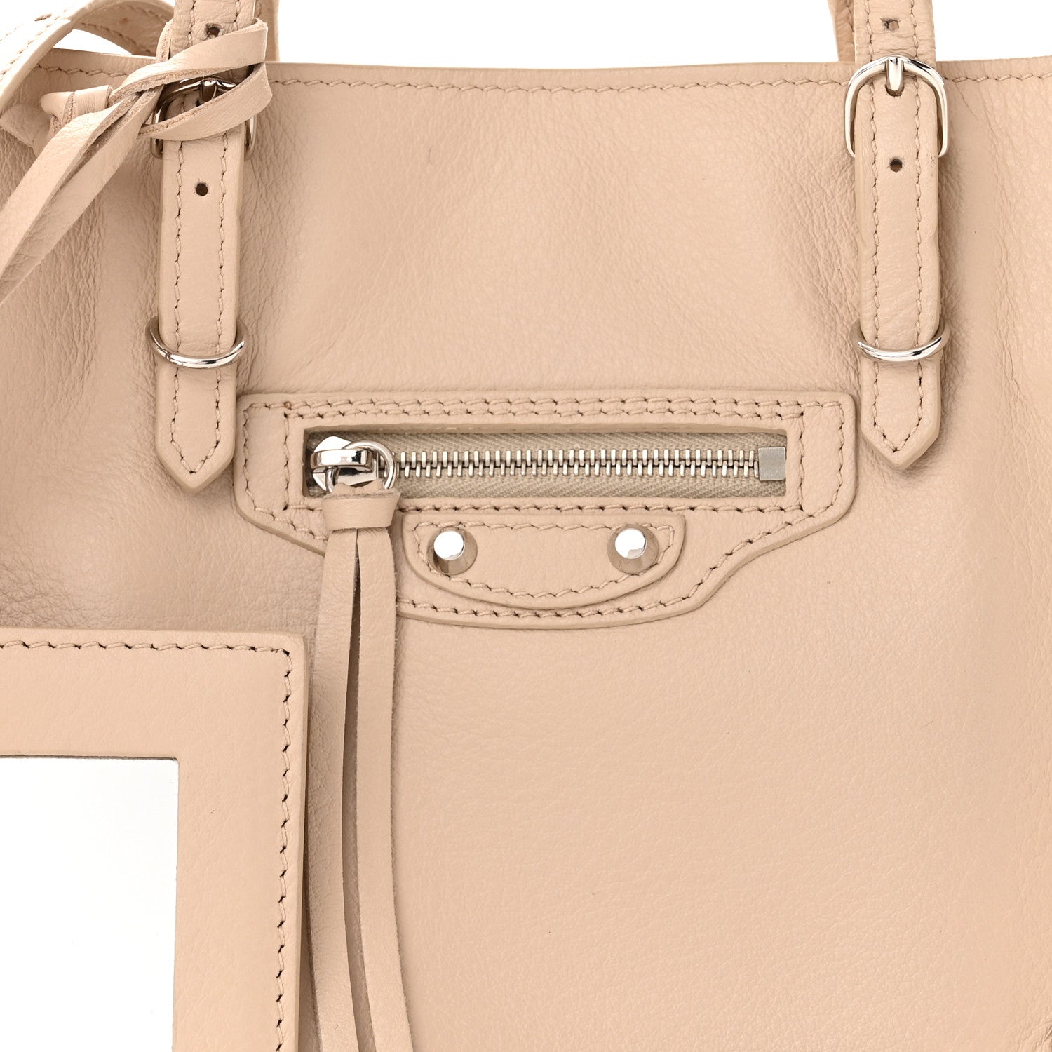 Balenciaga Calfskin Papier Mini A4 Zip Around Tote Light Beige 8 of 13