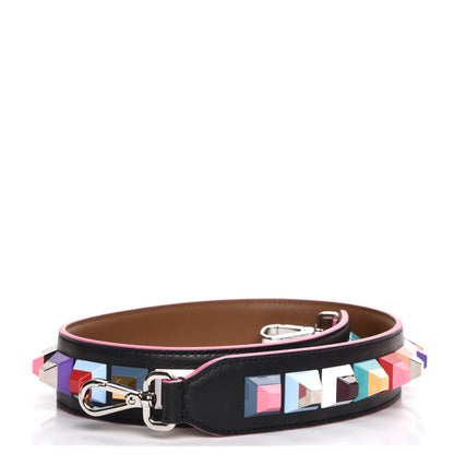 Fendi Vitello Dolce Plexiglass Bi-Color Studded Strap You Black Brownie Multicolor 1 of 3