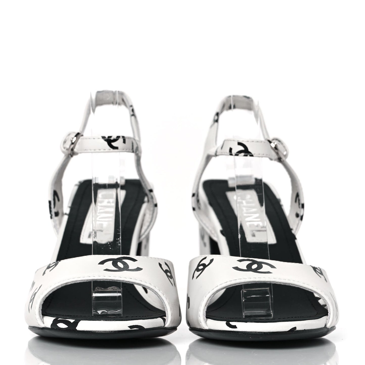 Lambskin Printed Coco Beach Sandals 37 White Black
