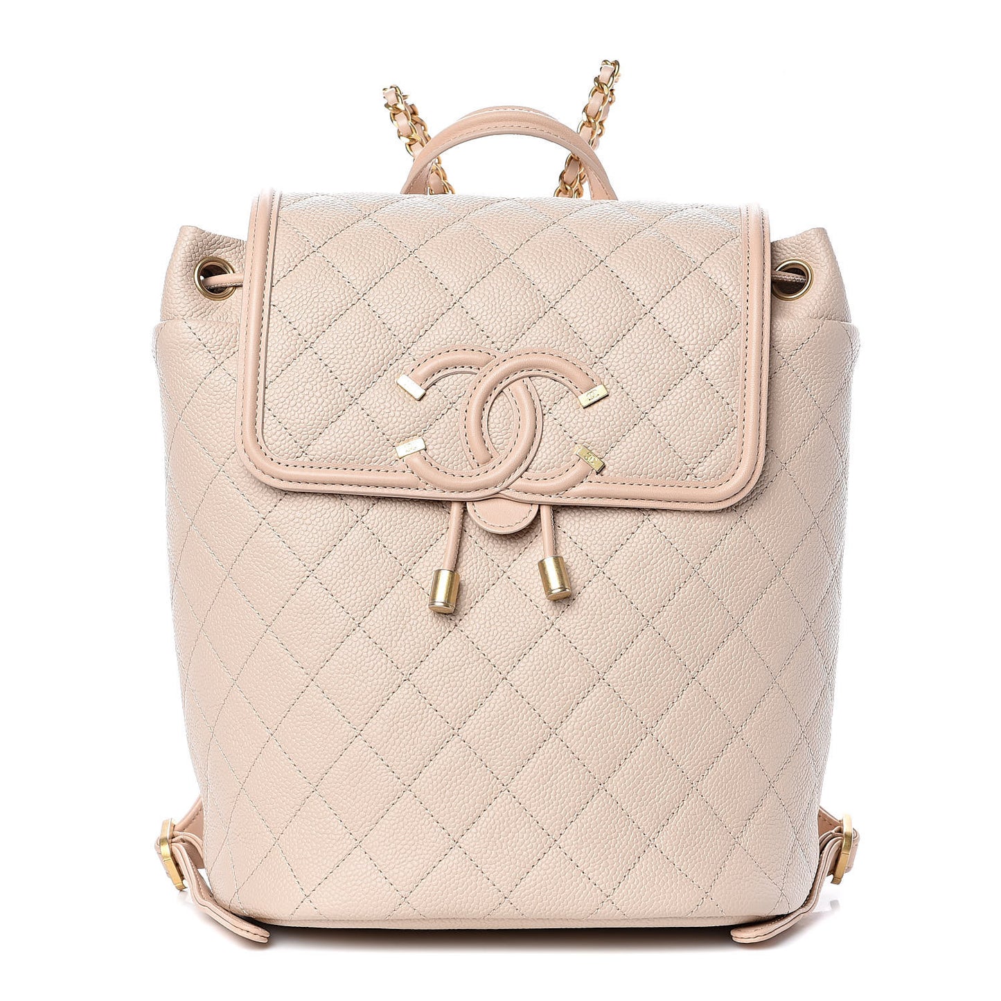 Caviar Quilted Filigree Backpack Beige