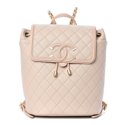 Chanel Caviar Quilted Filigree Backpack Beige 1 of 11