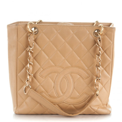 Chanel Caviar Quilted Petit Shopping Tote PST Beige Clair 1 of 9