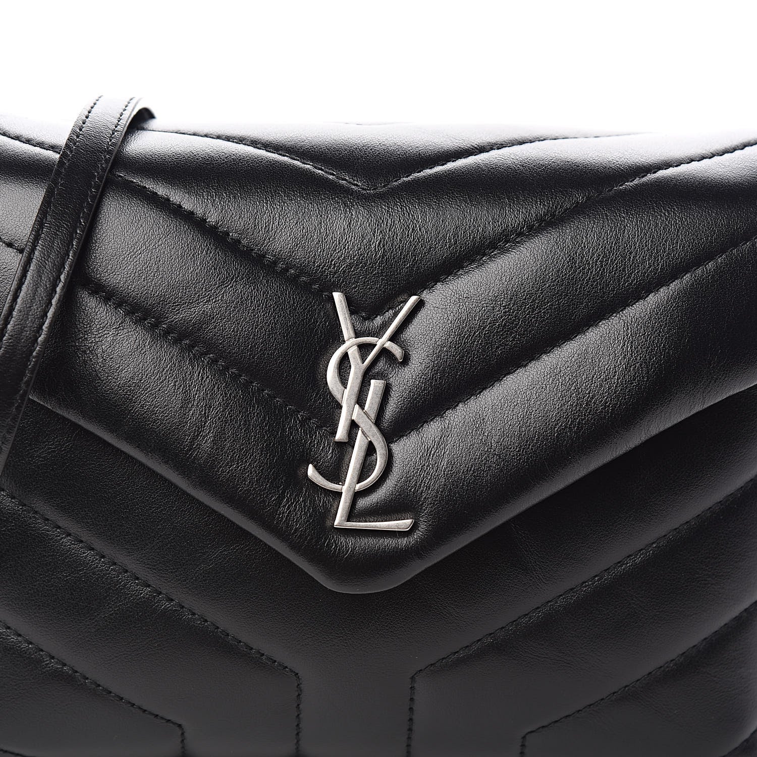 Saint Laurent Calfskin Y Quilted Monogram Toy Loulou Crossbody Bag Black 10 of 10