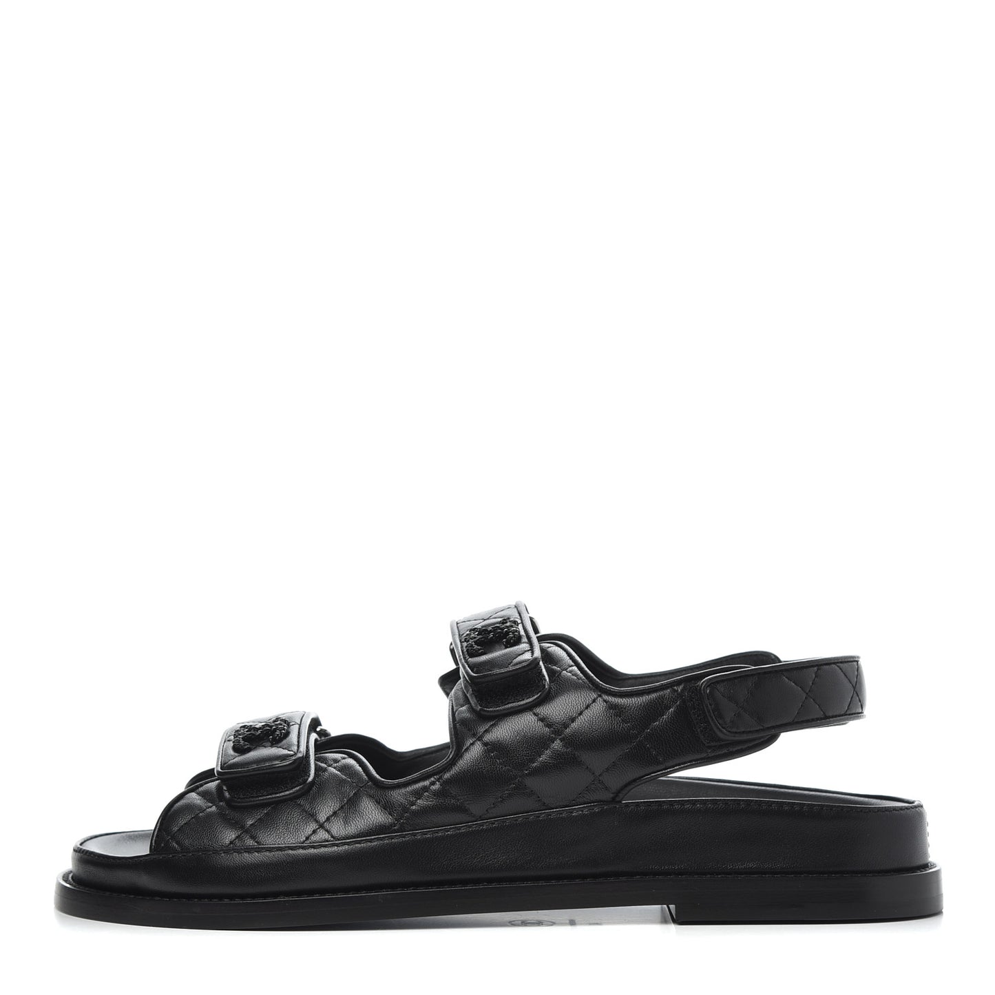 Lambskin Velcro Dad Sandals 40 Black