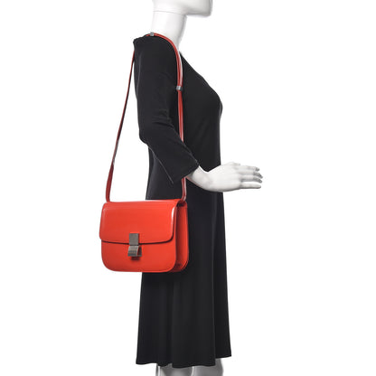 Celine Spazzolato Calfskin Classic Box Medium Flap Vermillion 2 of 8