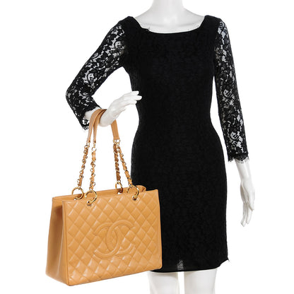 Chanel Caviar Quilted Grand Shopping Tote GST Beige 2 of 7