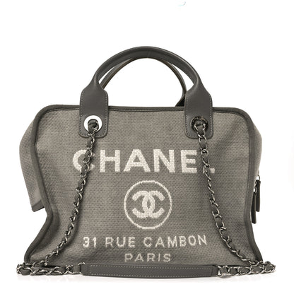 Chanel Denim Deauville Bowling Bag Grey 1 of 10