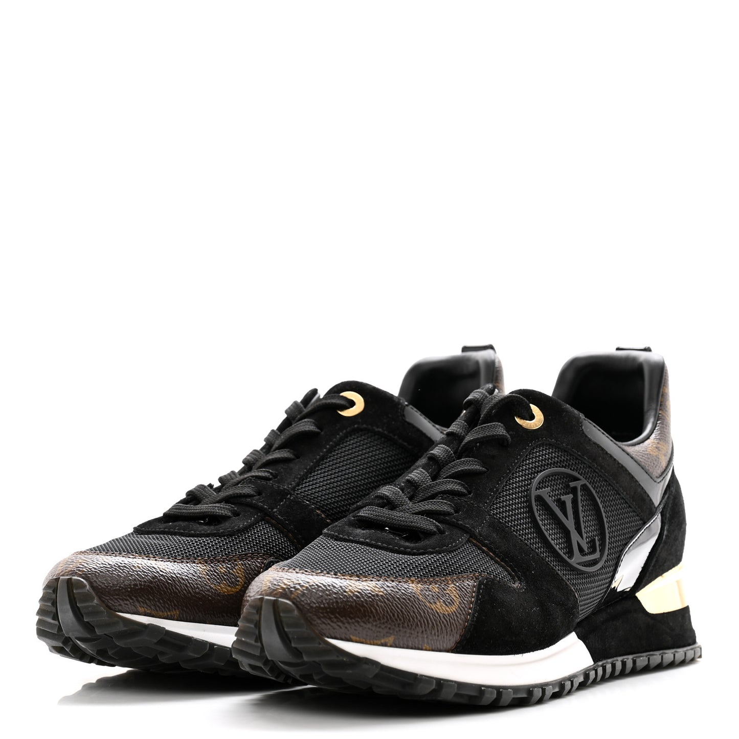 Suede Monogram Run Away Sneakers 39 Black