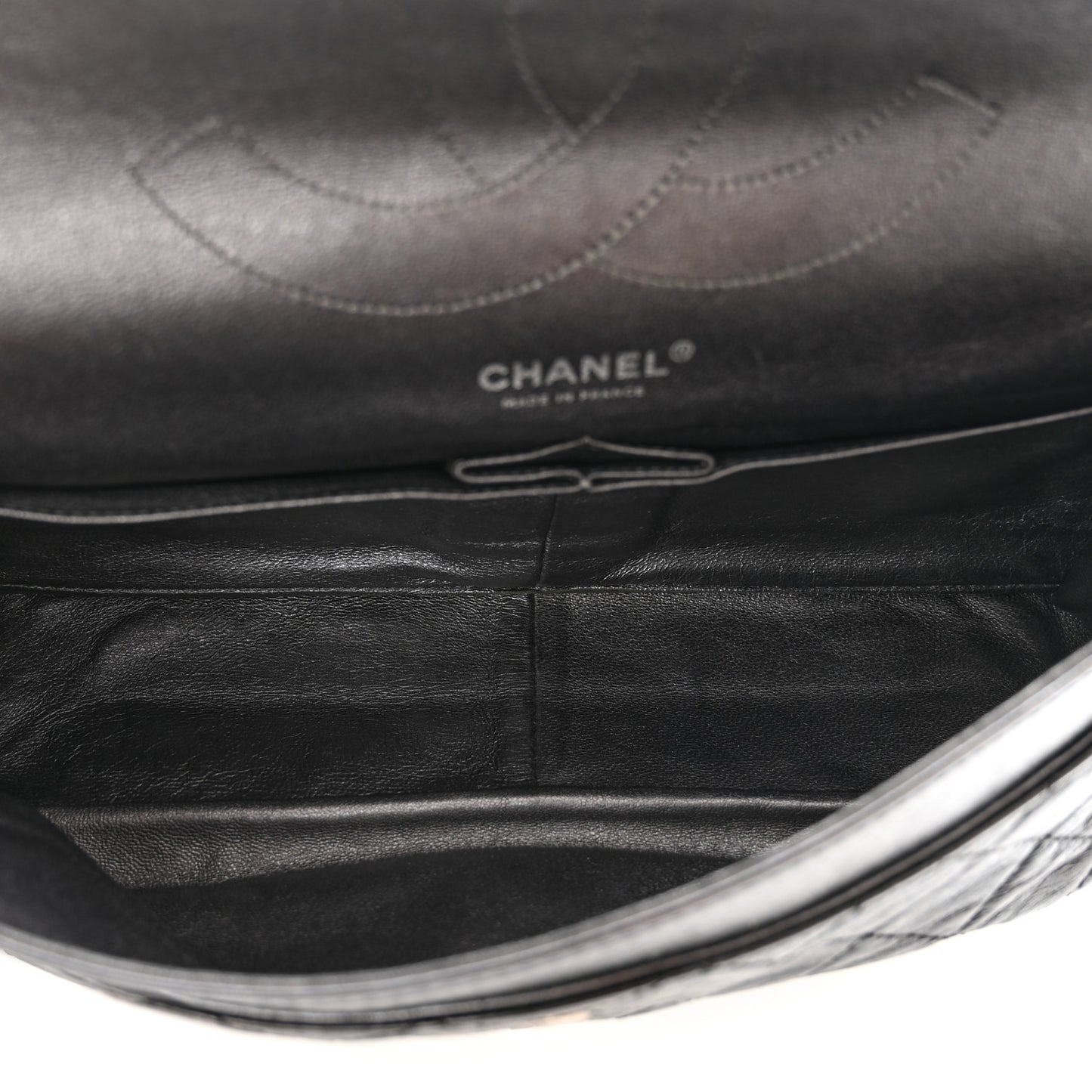 Metallic Aged Calfskin Quilted 2.55 Reissue 227 Flap Black