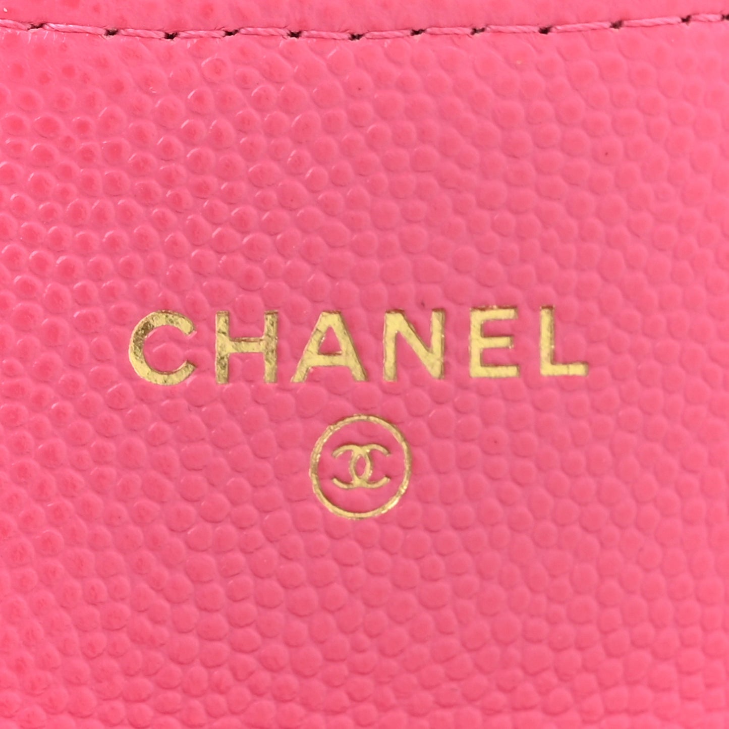 Caviar Quilted Flap Card Holder On Chain Pink