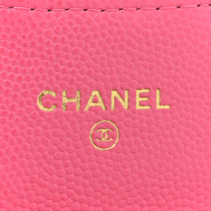 Chanel Caviar Quilted Flap Card Holder On Chain Pink 6 of 14