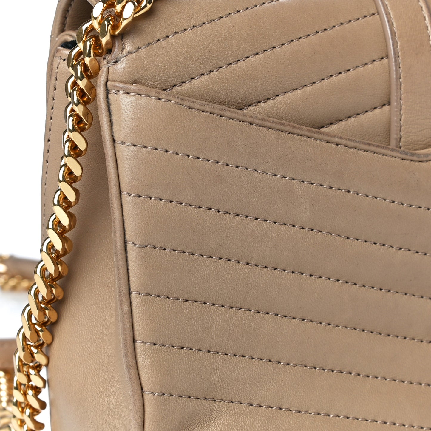 Lambskin Matelasse Chevron Monogram Small Sulpice Bag Sable Beige