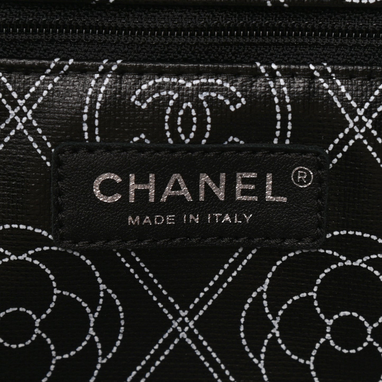 Coated Canvas Camellia Medium Shopping Tote Black Beige
