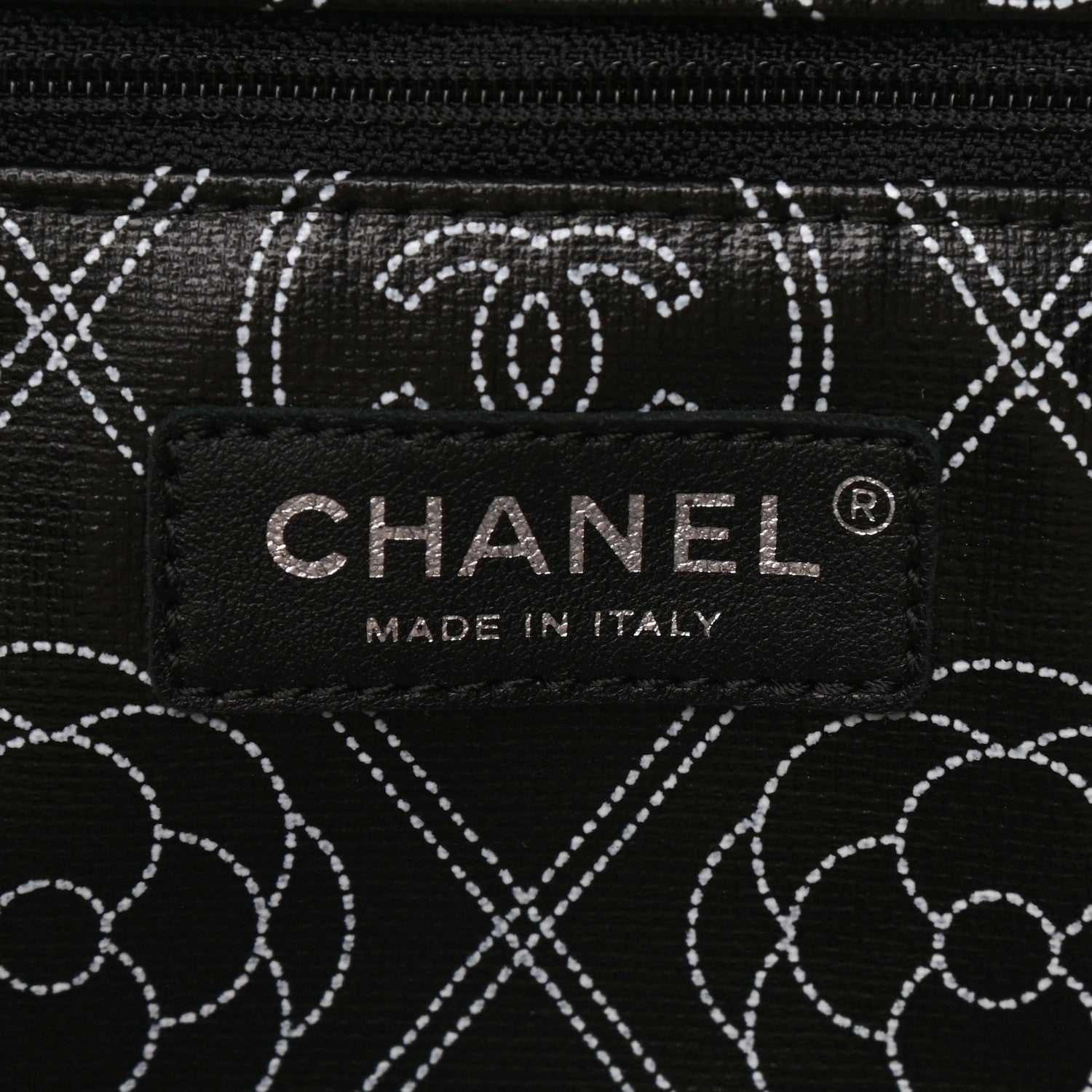 Chanel Coated Canvas Camellia Medium Shopping Tote Black Beige 6 of 10