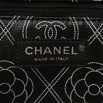 Chanel Coated Canvas Camellia Medium Shopping Tote Black Beige 6 of 10