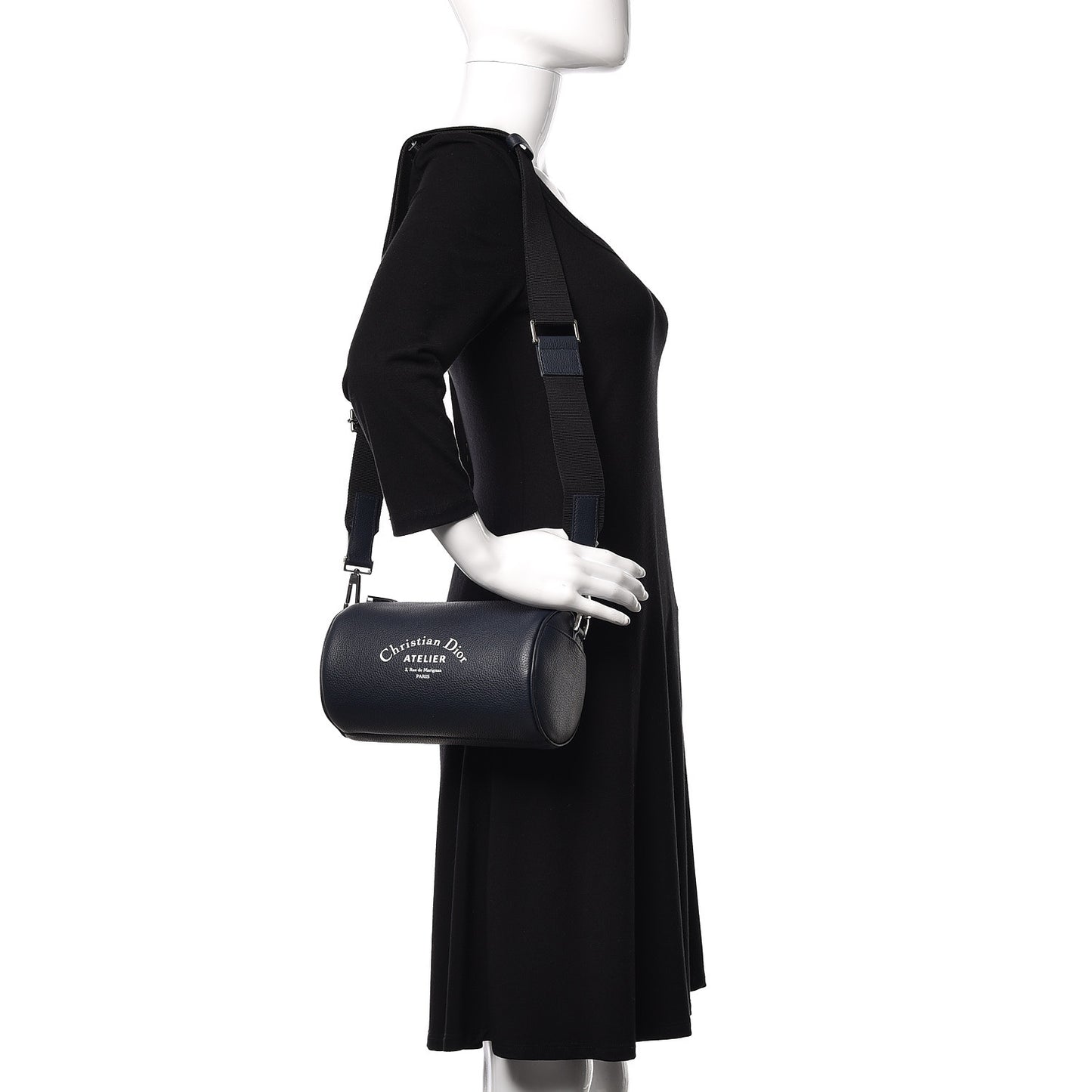 HOMME Grained Calfskin Mens Roller Pouch Navy Blue