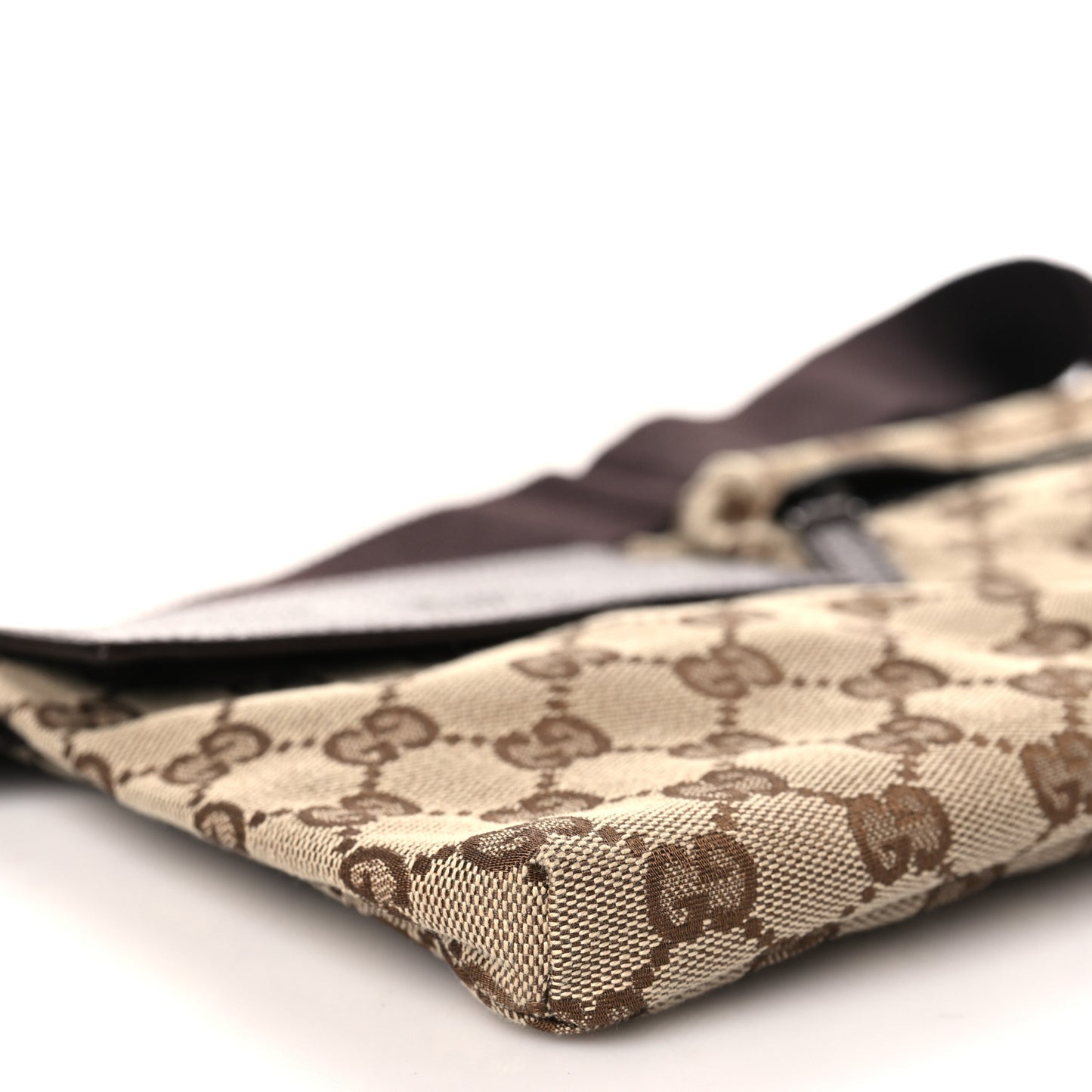 GG Monogram Double Pocket Belt Bag Dark Brown