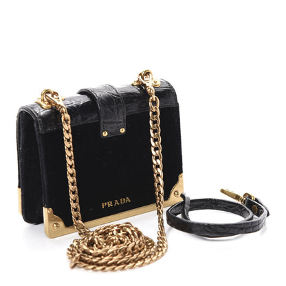 Prada Velvet Crocodile Micro Cahier Bag Black 3 of 11