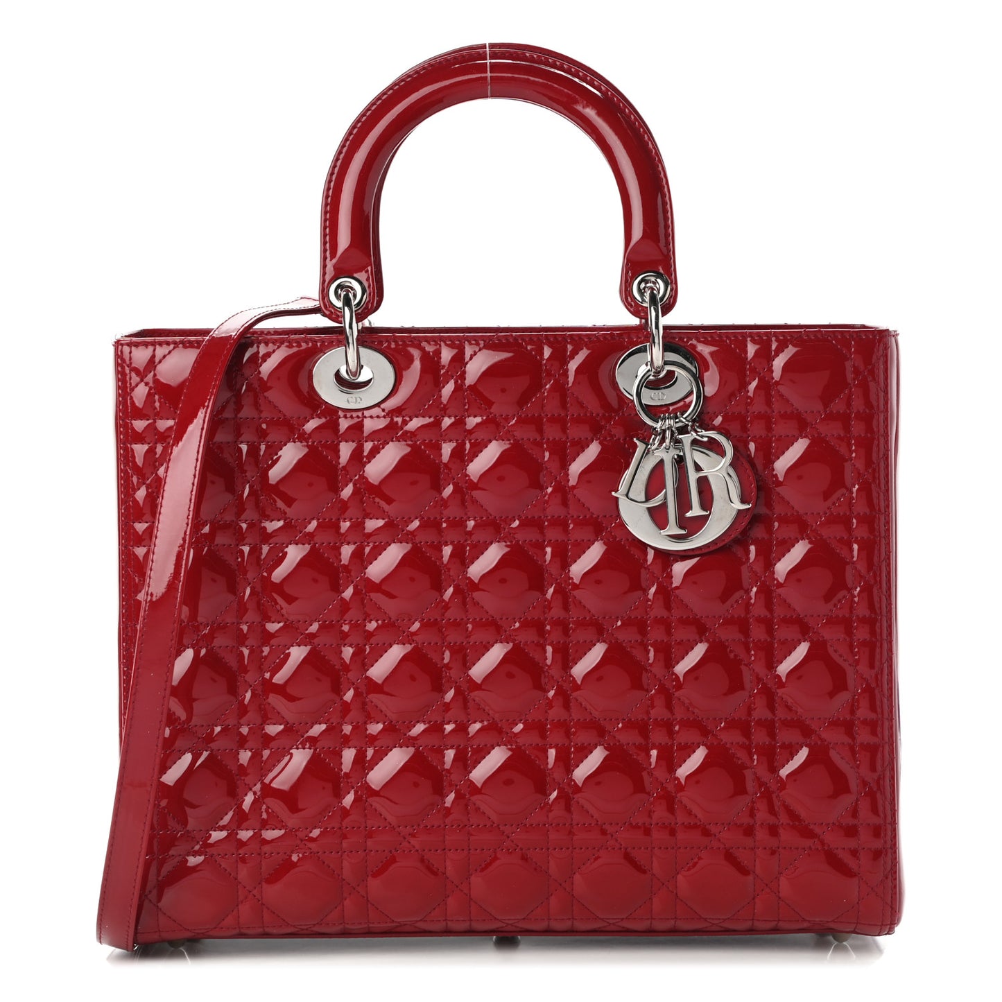 Patent Cannage Large Lady Dior Red