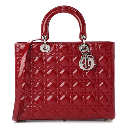 Christian Dior Patent Cannage Large Lady Dior Red 1 of 6