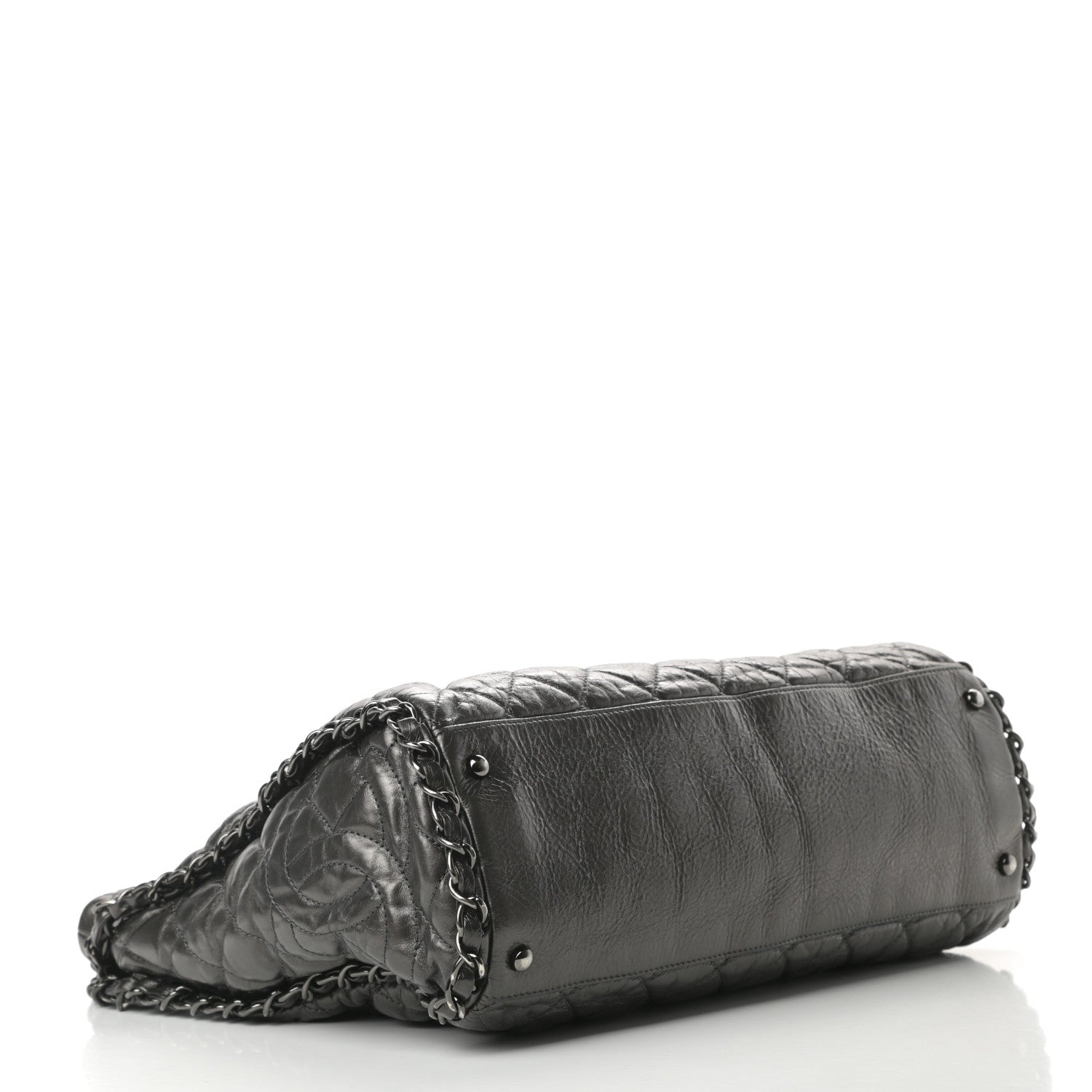 Chanel Metallic Calfskin Quilted Large Chain Me Hobo Dark Grey 4 of 11