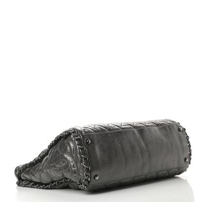 Chanel Metallic Calfskin Quilted Large Chain Me Hobo Dark Grey 4 of 11