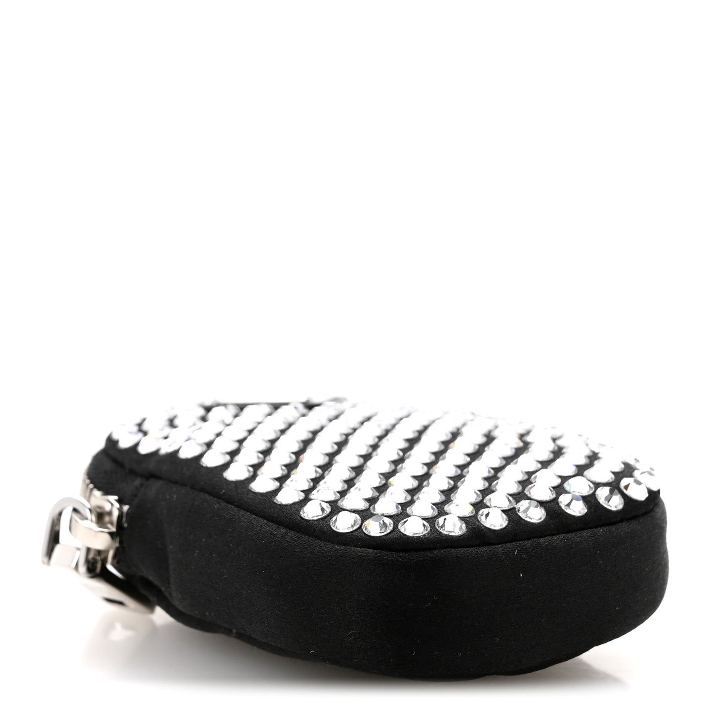 Satin Crystal Pocket Triangle Padded Mini Key Chain Pouch Cristal