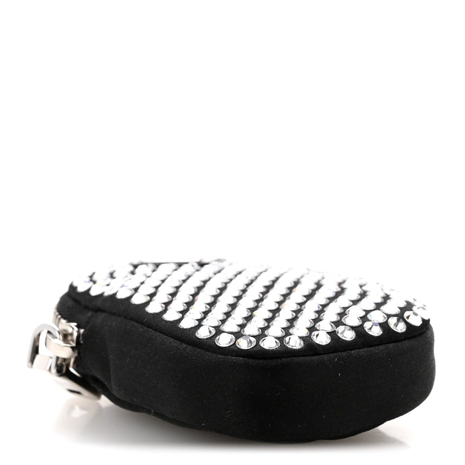 Prada Satin Crystal Pocket Triangle Padded Mini Key Chain Pouch Cristal 4 of 7