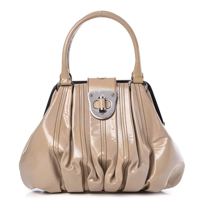 Alexander McQueen Patent Elvie Satchel Beige 1 of 10