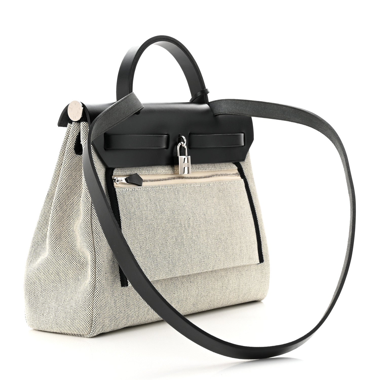 Hermes Vache Hunter Toile H Pegase Pop Herbag Zip Retourne 31 PM Bleu Indigo Ecru Black 4 of 12