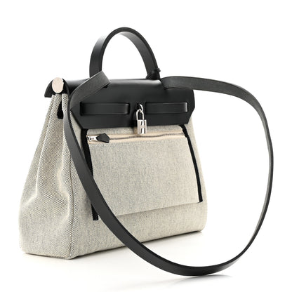 Hermes Vache Hunter Toile H Pegase Pop Herbag Zip Retourne 31 PM Bleu Indigo Ecru Black 4 of 12