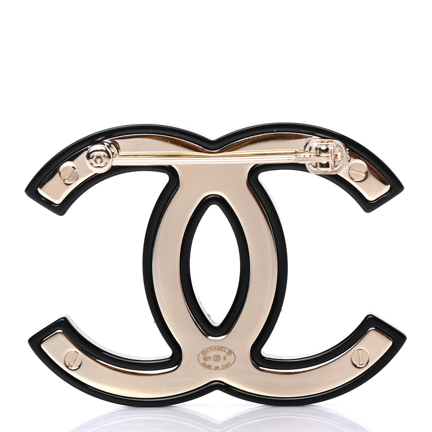 Chanel Resin Crystal CC Brooch Black 2 of 3